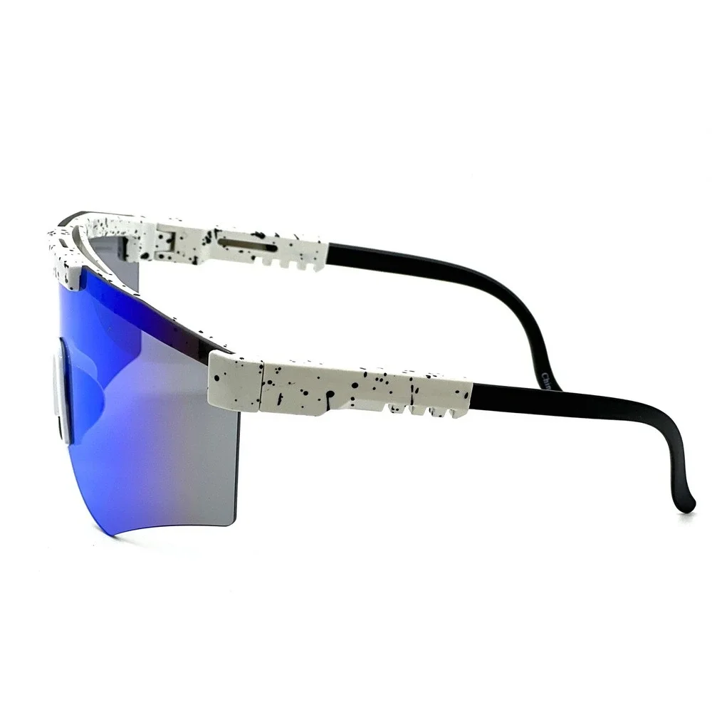 Shield Sunglasses White Frame Mirrored Lens Sport Cycling Running Sunglasses Men